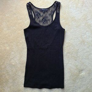 EUC EXPRESS Ribbed Tank Top w/ See-Through Lace Detail - Size S